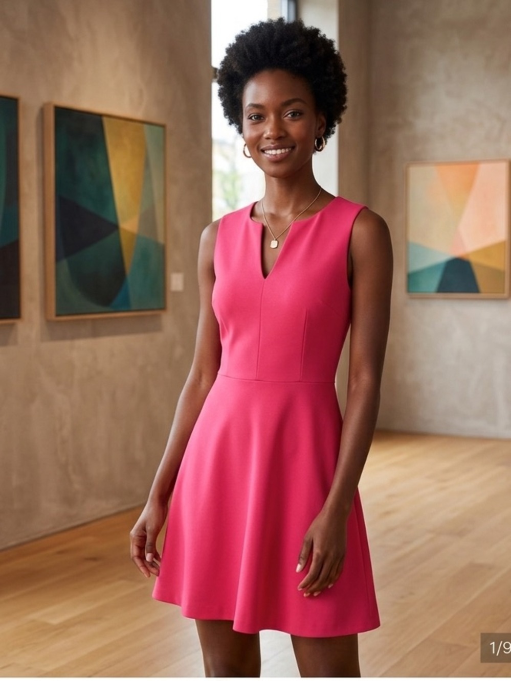 The Limited Vibrant Pink Fit & Flare Mini Dress Small
